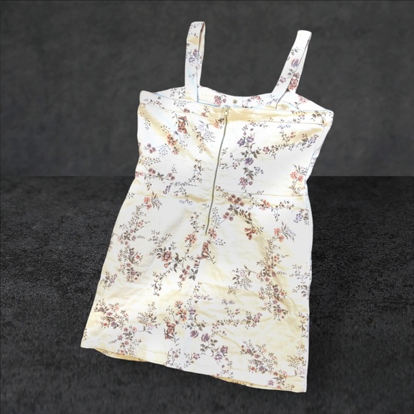 No Boundaries Overall Dress Floral White Denim 2XX/19 - Picture 7 of 16